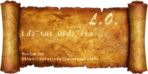 Létai Ofélia névjegykártya